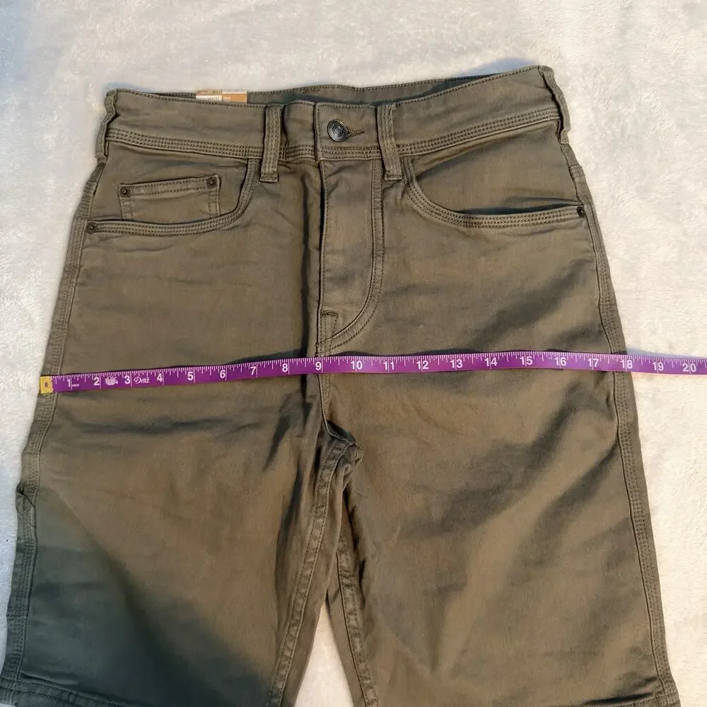 prAna Station Shorts Men’s 28 Rye Green Organic Cotton Stretch Twill NWT 11”